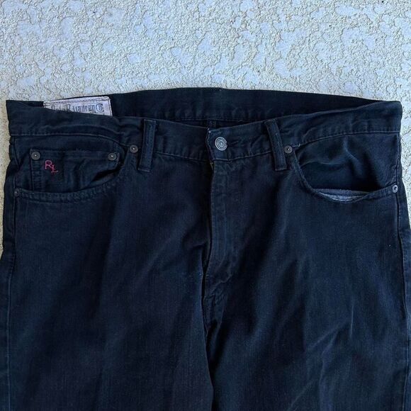 Vintage Y2K Polo Ralph Lauren Black Denim Straight Legged Jeans. Sz 35 32 - Picture 3 of 5
